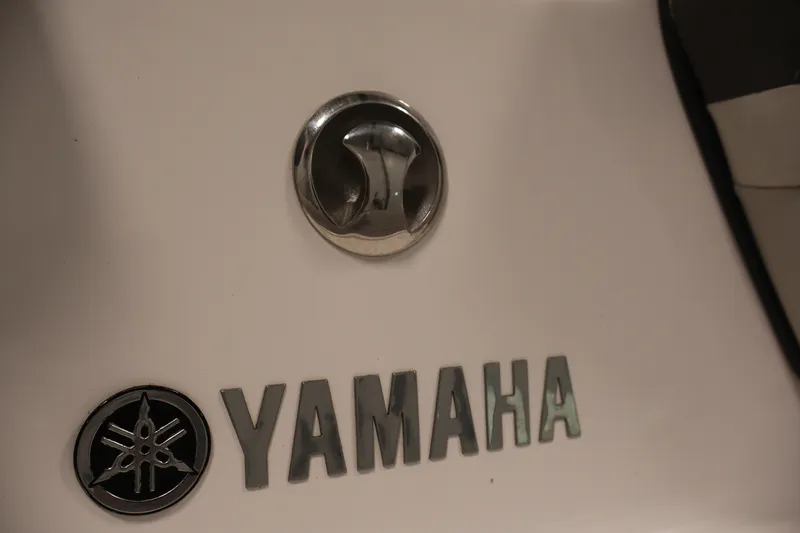 Slide: The Image of 2021 Yamaha Boats AR190 logo and emblem detail on white surface. - 38