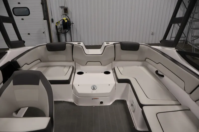 Slide: The Image of 2021 Yamaha Boats AR190 interior with spacious seating and modern design. - 32
