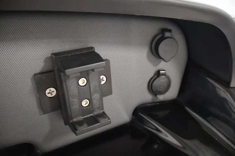 Slide: The Image of Dashboard of 2021 Yamaha AR190 boat with accessory mounts and power outlets. - 22