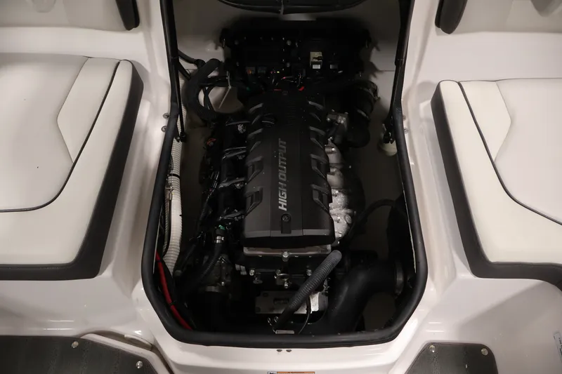 Slide: The Image of 2021 Yamaha Boats AR190 engine compartment with high output engine visible. - 34