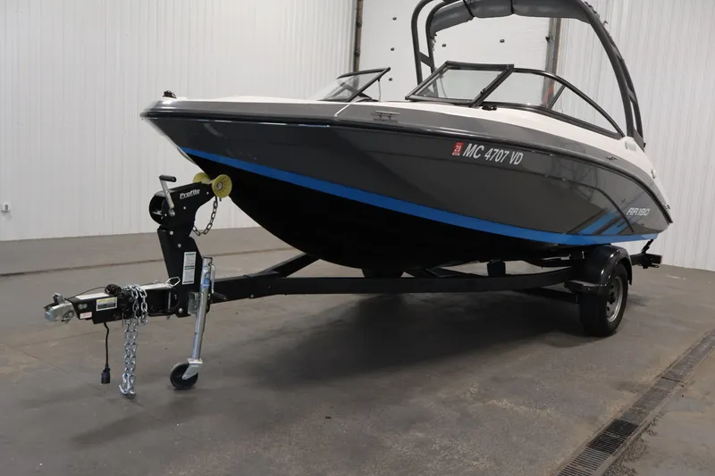 Slide: The Image of 2021 Yamaha Boats AR190 on trailer in indoor storage facility. - 41