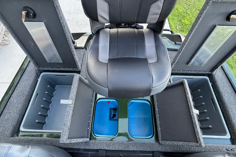 Slide: The Image of Nitro Z18 XL Pro 2027 boat seat with storage compartments and bins, showcasing interior design. - 9