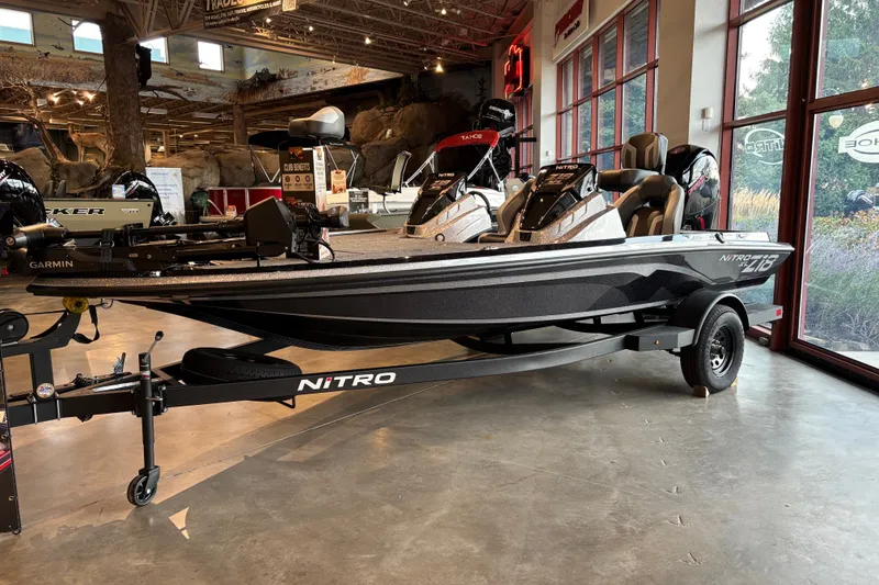 The Image of 2027 Nitro Z18 XL Pro boat displayed indoors with modern design and equipment. - 0
