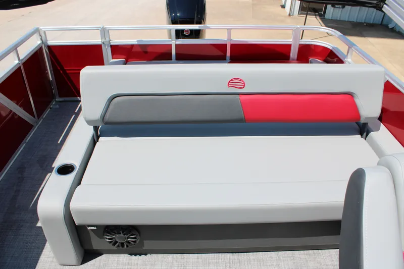 Slide: The Image of 2027 Sun Tracker Party Barge 22 RF DLX with stylish seating and modern design. - 18