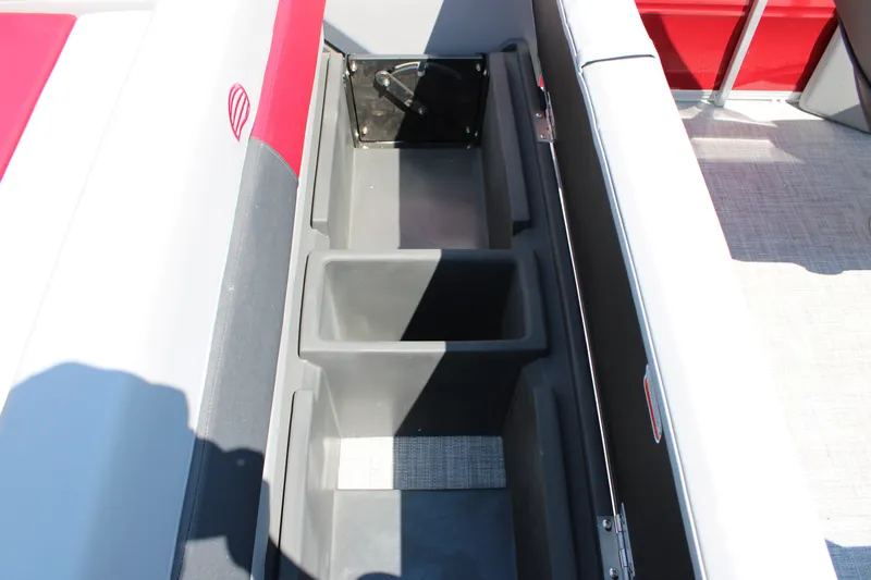 Slide: The Image of Storage compartment on 2027 Sun Tracker Party Barge 22 RF DLX pontoon boat. - 19