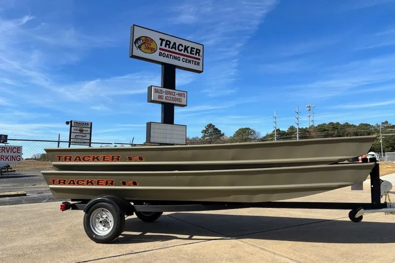 The Image of 2027 Tracker Grizzly 14 Jon boats on trailer at Tracker Boating Center. - 0