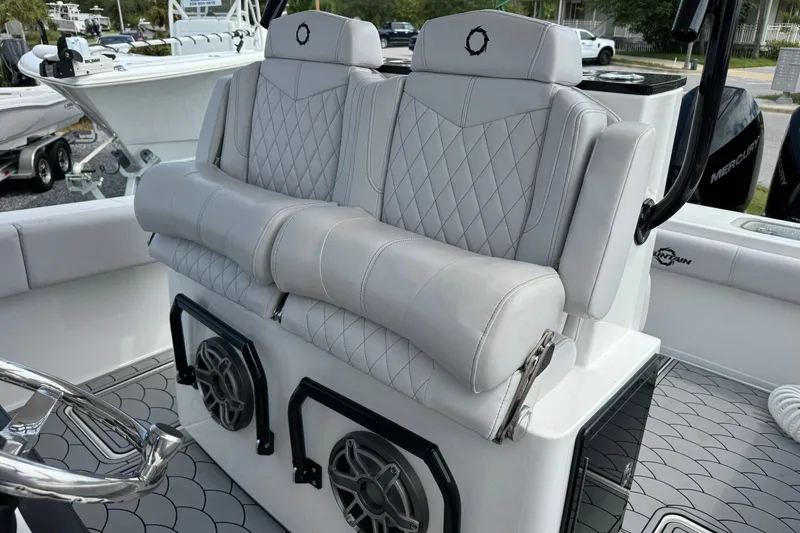 Slide: The Image of 2024 Fountain 34 Tournament Edition boat with luxurious seating and modern design. - 20