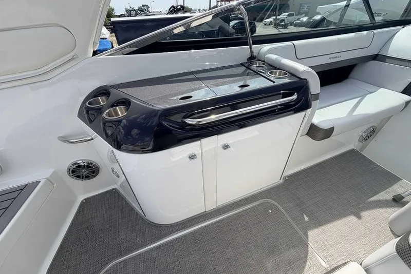 Slide: The Image of 2018 Formula 290 Sun Sport boat interior with sleek seating and modern amenities. - 21