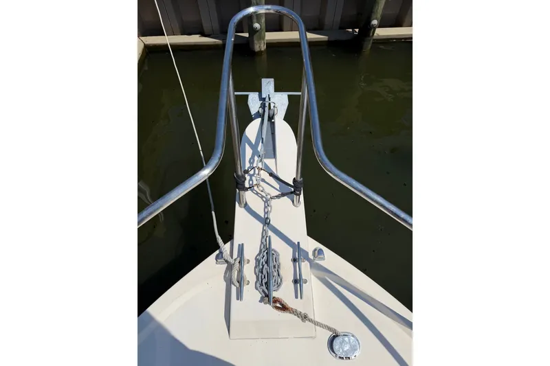 Slide: The Image of Bow of a 2005 Parker 2520 Modified Vee Sport Cabin with anchor and chain. - 28