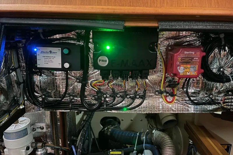 Slide: The Image of Electrical system components in a 2006 Island Packet 440 yacht engine room. - 25