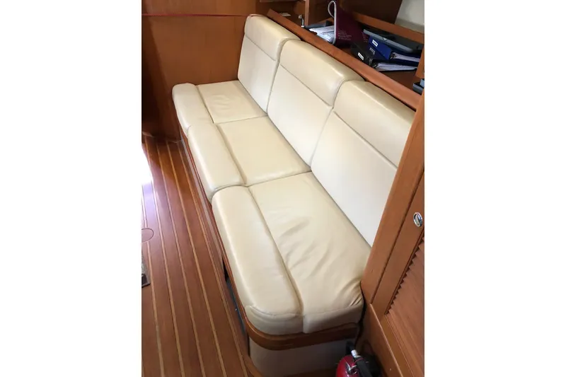 Slide: The Image of Cream leather seating in 2006 Island Packet 440 yacht interior. - 66