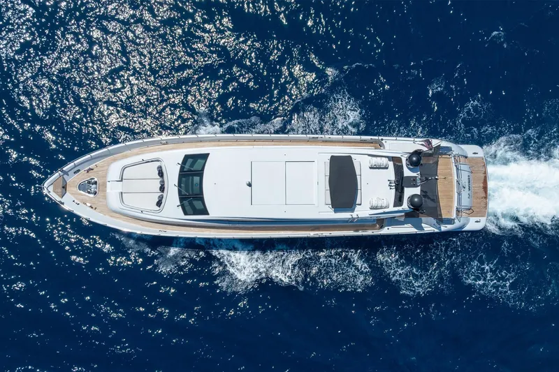 Slide: The Image of Aerial view of 2008 Arno Leopard 31 yacht cruising on blue ocean waters. - 17