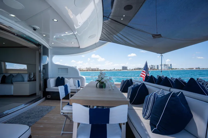 Slide: The Image of Luxurious 2008 Arno Leopard 31 yacht deck with elegant seating and ocean view. - 19
