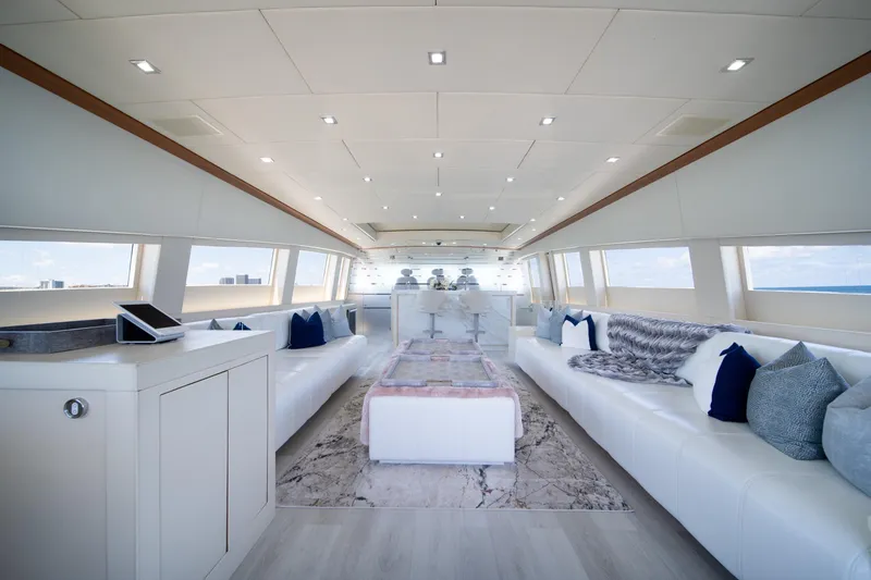 Slide: The Image of Luxurious interior of 2008 Arno Leopard 31 yacht with elegant seating and modern decor. - 23