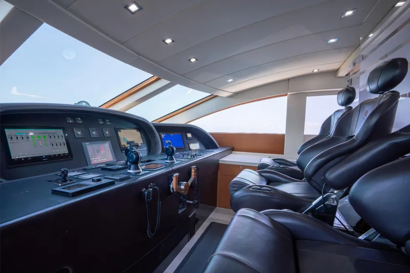 Slide: The Image of Luxurious Arno Leopard 31 yacht cockpit with modern controls and leather seating, 2008 model. - 33
