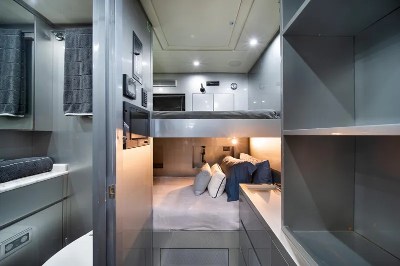 Slide: The Image of Luxurious interior of 2008 Arno Leopard 31 yacht with modern bunk beds and sleek design. - 57