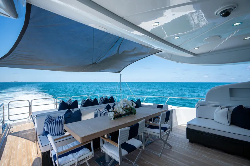 Slide: The Image of Luxurious Arno Leopard 31 yacht deck with elegant seating, ocean view, and stylish decor, 2008 model. - 20