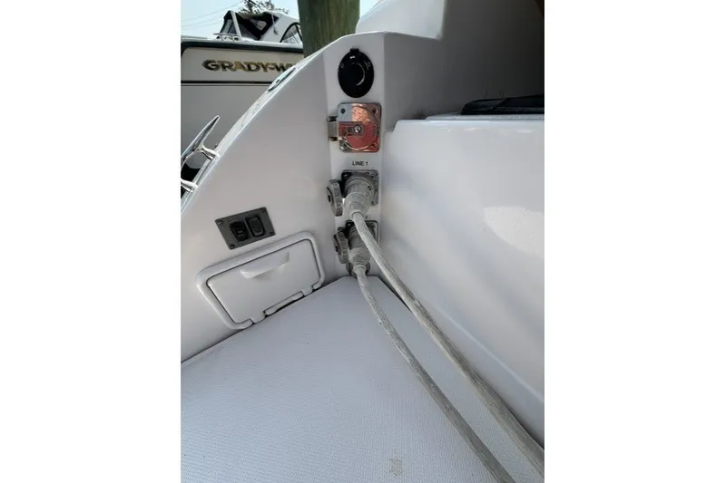 Slide: The Image of 2015 Regal 32 Express boat electrical connections and panel detail. - 20