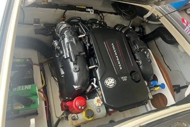 Slide: The Image of A Volvo Penta 300 HP engine in a 2019 Chris-Craft Launch 23 boat. - 16