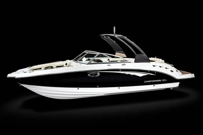 The Image of Manufacturer Provided Image: 2019 Chaparral 264 Sunesta boat, black and white, side view. - 0