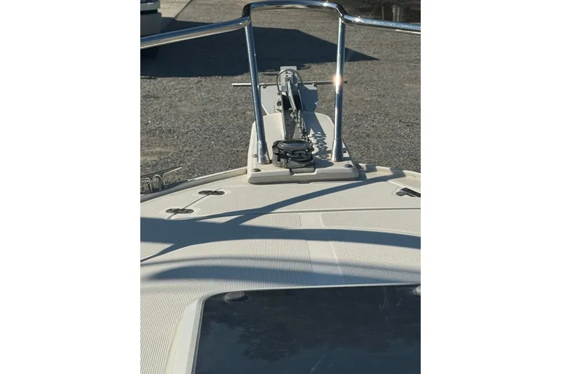 Slide: The Image of Bow view of 2004 Scout 242 Abaco boat with anchor and railings. - 18