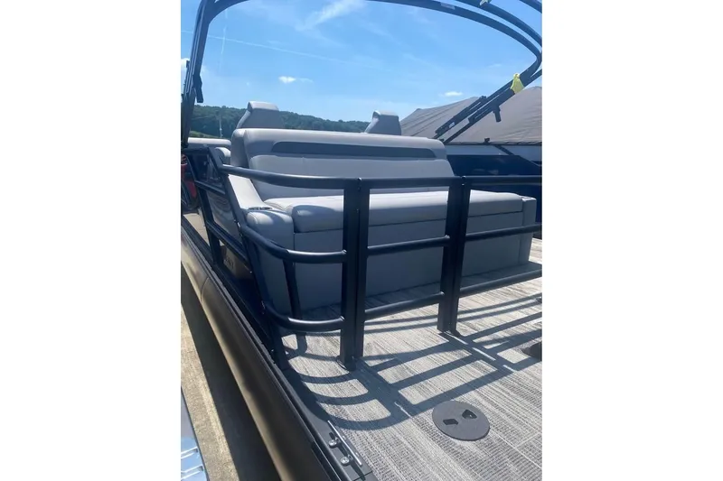 Slide: The Image of 2026 Bentley Pontoons Legacy 223 Swingback with sleek seating and modern design. - 16