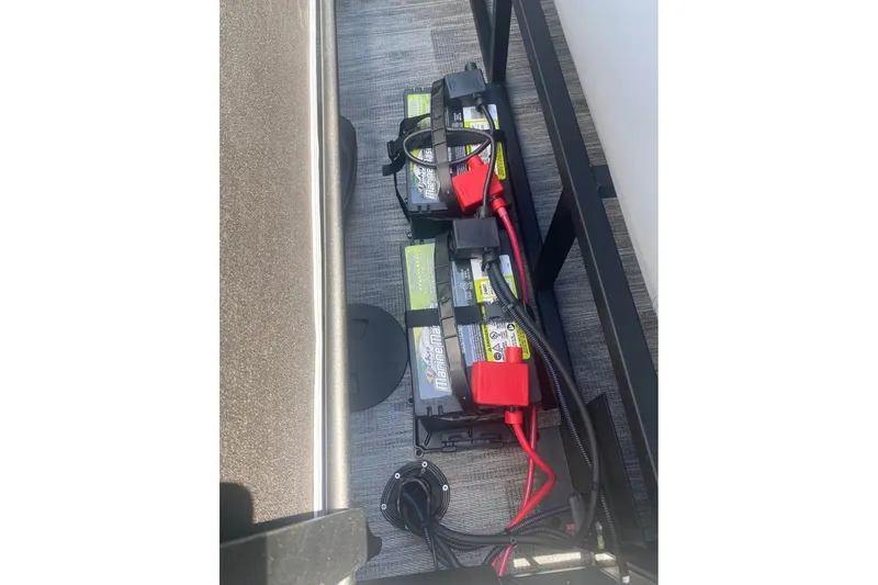 Slide: The Image of Batteries in a 2026 Bentley Pontoons Legacy 223 Swingback, showcasing electrical setup. - 18