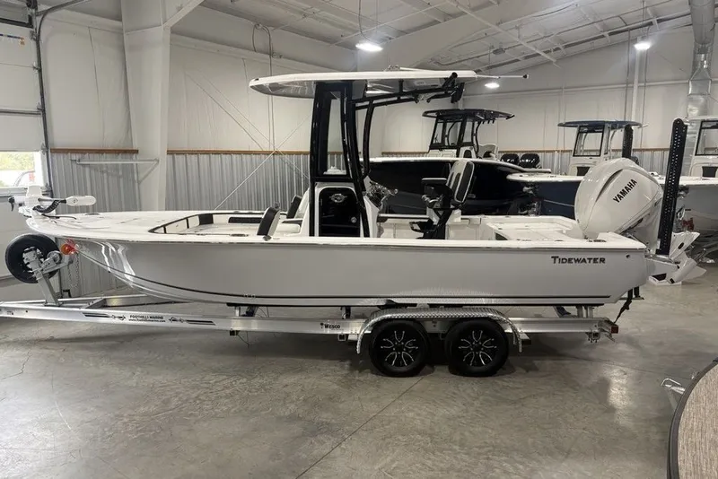 Slide: The Image of 2026 Tidewater 2300 Carolina Bay boat on trailer in showroom. - 36