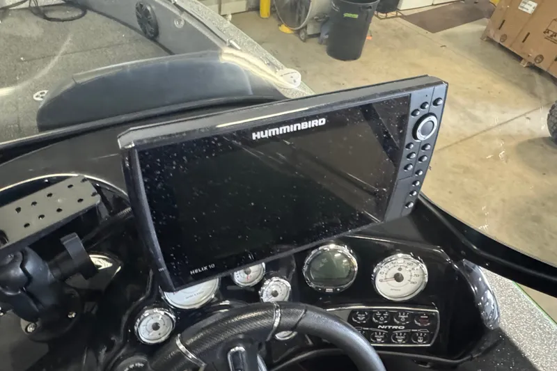 Slide: The Image of Dashboard of a 2021 Nitro ZV19 Sport boat with Humminbird Helix 10 display. - 11