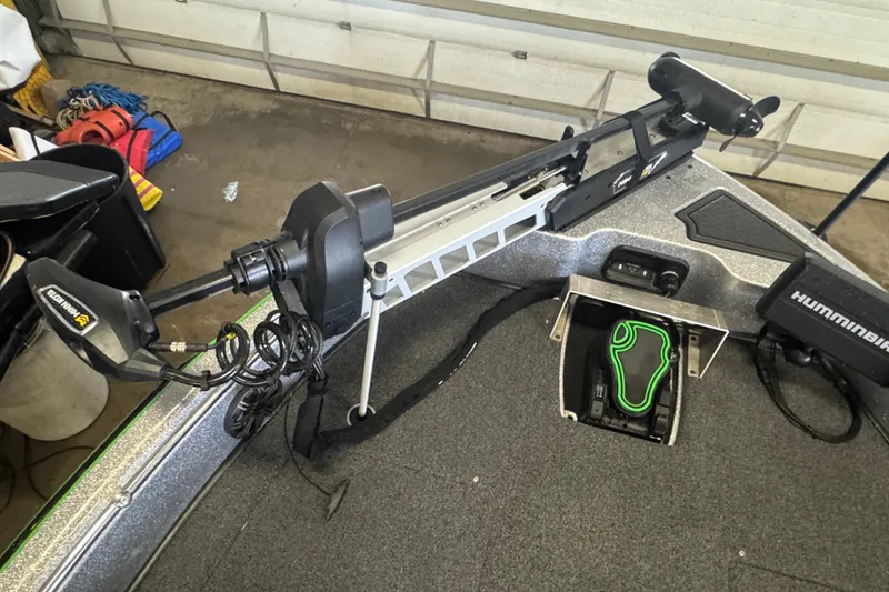 Slide: The Image of 2021 Nitro ZV19 Sport boat with trolling motor and Humminbird fish finder. - 16