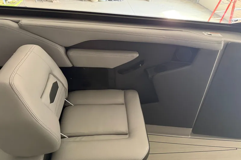 Slide: The Image of Interior seating of 2026 Yamaha Boats 295XD, featuring sleek, modern design and comfortable upholstery. - 10