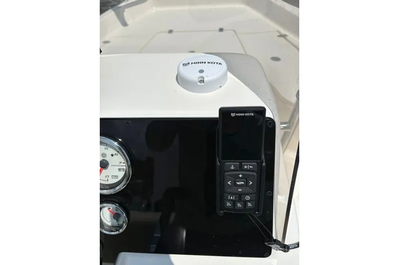 Slide: The Image of Control panel of a 2026 Bulls Bay 2000 boat featuring Minn Kota equipment. - 8