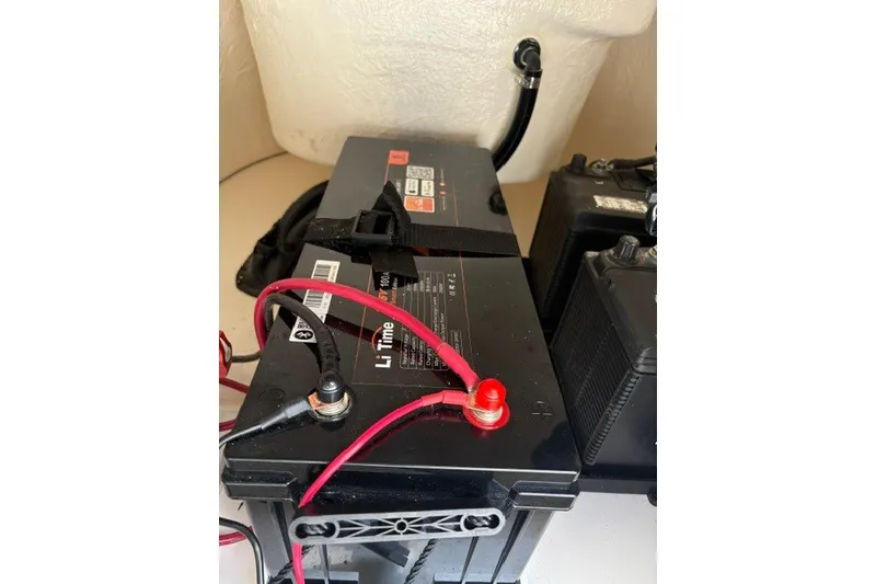 Slide: The Image of Battery setup in a 2026 Bulls Bay 2000 boat, featuring LiTime battery connections. - 9