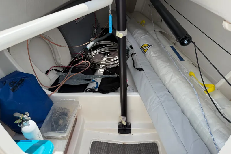 Slide: The Image of Interior of a 2013 J Boats J/70 sailboat with equipment and storage. - 7