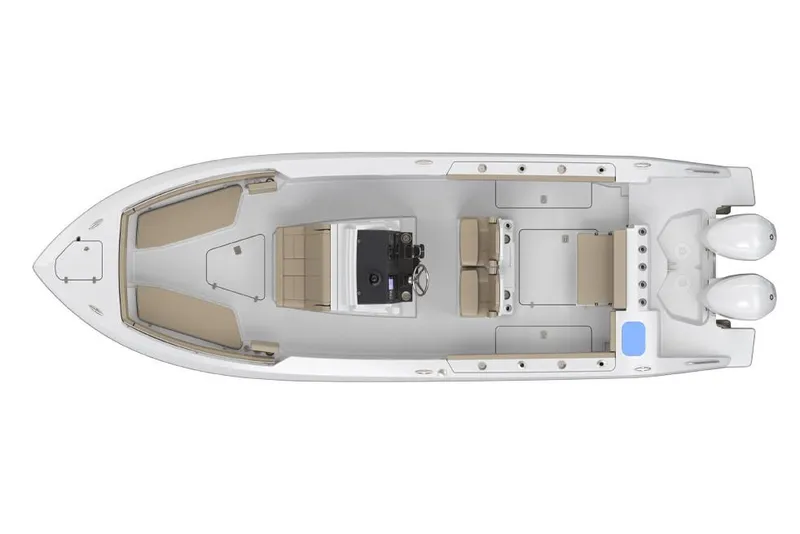 Slide: The Image of Manufacturer Provided Image: Top view of 2022 Pursuit S 268 Sport boat layout with twin engines. - 44