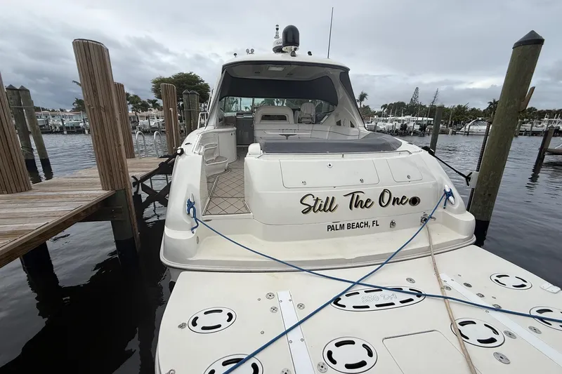 Slide: The Image of 2004 Sea Ray 550 Sundancer yacht docked in Palm Beach marina. - 44