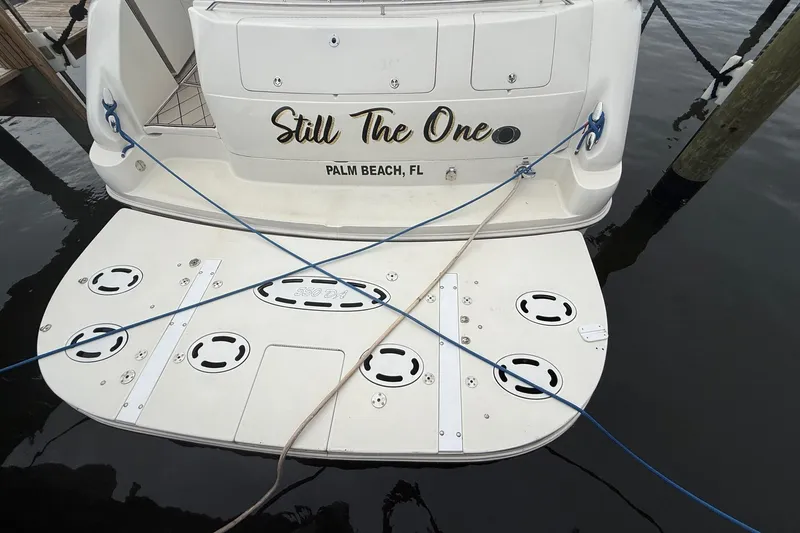 Slide: The Image of 2004 Sea Ray 550 Sundancer yacht docked, named "Still The One," in Palm Beach, FL. - 43