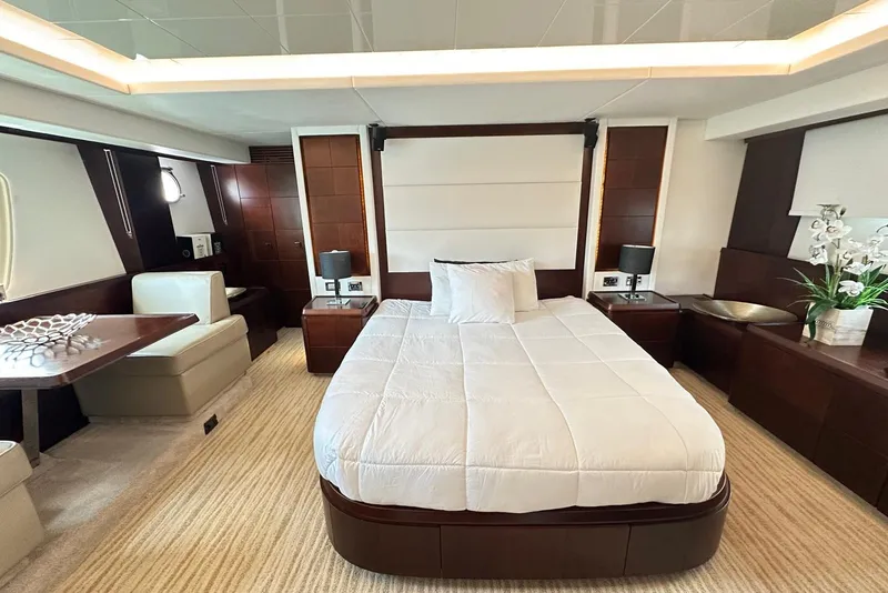 Slide: The Image of Luxurious bedroom interior of 2010 Azimut 75 yacht with elegant furnishings and modern decor. - 5