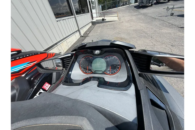 Slide: The Image of Dashboard of a 2014 Sea-Doo GTX Limited iS 260 jet ski, showing speedometer and mirrors. - 5