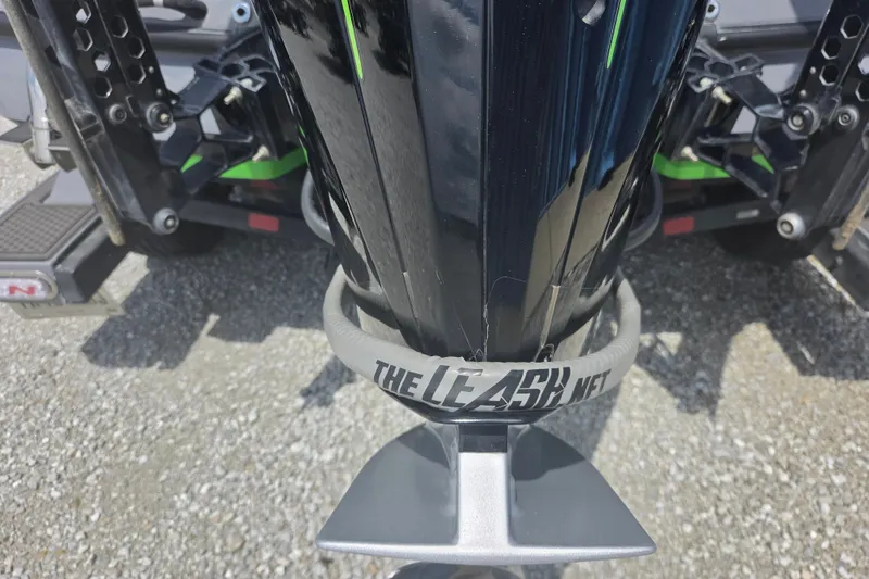 Slide: The Image of 2023 Nitro Z21 XL boat with "The Leash" safety device attached to the motor. - 15