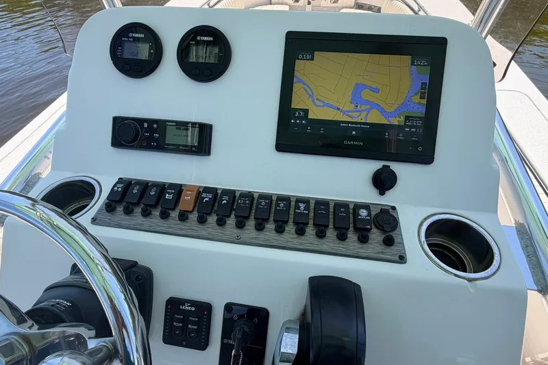 Slide: The Image of Control panel of 2022 Carolina Skiff 26 Ultra Elite with Garmin navigation system. - 20