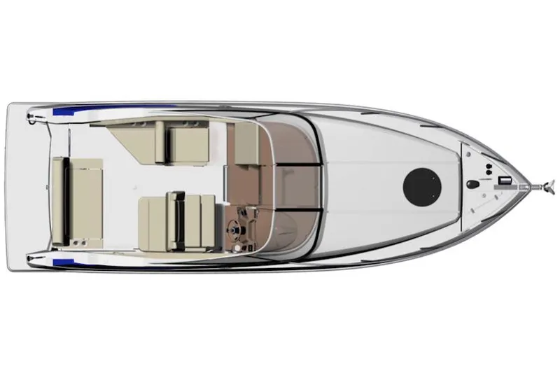 Slide: The Image of Manufacturer Provided Image: Top view of 2026 Regal 26 Express boat layout, featuring seating and helm. - 14