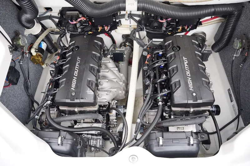 Slide: The Image of Engine compartment of a 2014 Yamaha Boats 212X, featuring high output engines. - 3