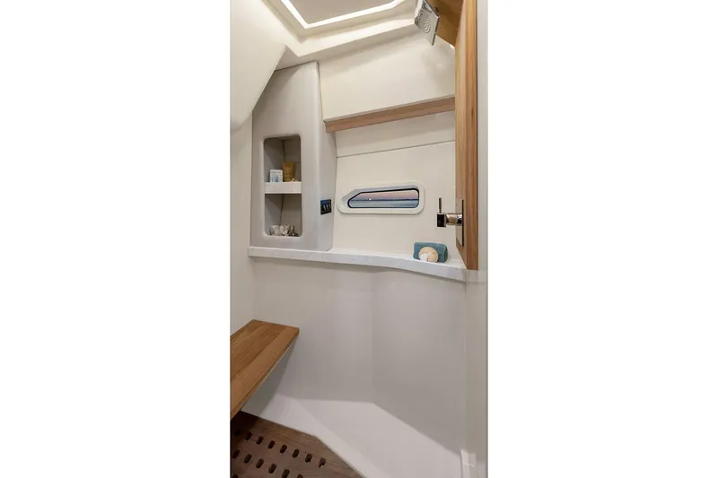 Slide: The Image of Manufacturer Provided Image: Interior of 2026 Regal 38 Grande Coupe, featuring modern design and wooden accents. - 24