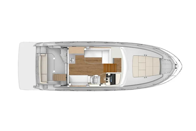 Slide: The Image of Manufacturer Provided Image: Top view layout of 2026 Regal 38 Fly yacht, showcasing interior design and deck arrangement. - 23