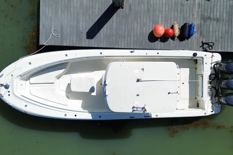 Slide: The Image of Overhead view of a 2004 Hydra-Sports Vector 3300 CC docked at a pier. - 41