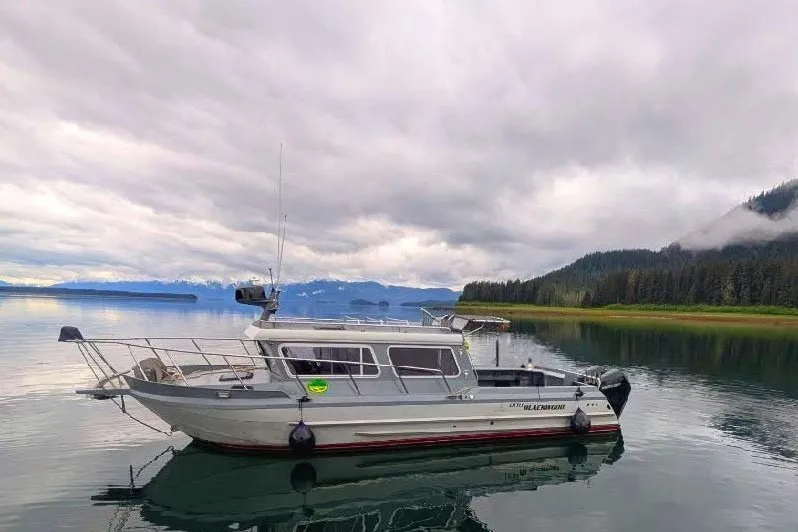 The Image of 2023 KingFisher 3025 Offshore boat on calm water with scenic mountain backdrop. - 0