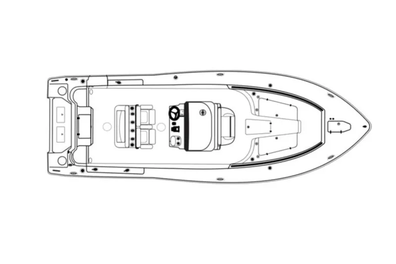 Slide: The Image of Manufacturer Provided Image: Diagram of a 2024 Sea Hunt Ultra 265SE boat with a central helm station. - 37