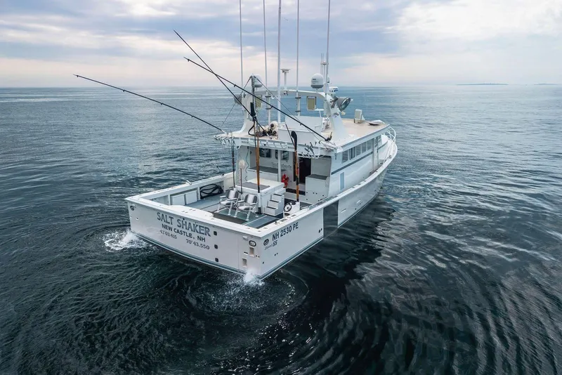 Slide: The Image of Fishing boat "Salt Shaker" on calm sea, Dixon 55 model, 2018. - 14