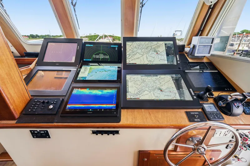 Slide: The Image of Cockpit of 2018 Dixon 55 yacht with advanced navigation and control systems. - 33